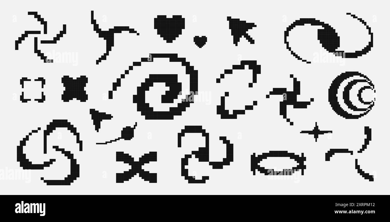 Actif de style de pixel Y2K. formes abstraites vectorielles 8 bits Illustration de Vecteur
