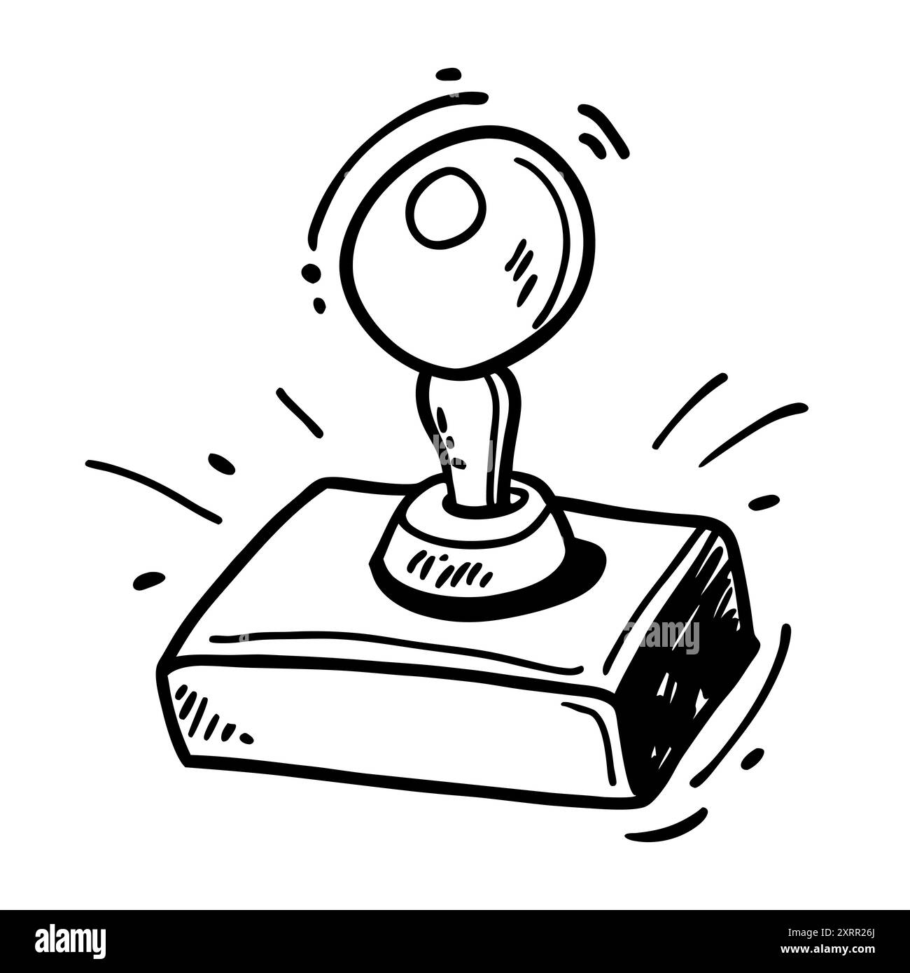 Tampon en caoutchouc debout sur le bureau faisant impression marquant des documents importants. Illustration de Vecteur