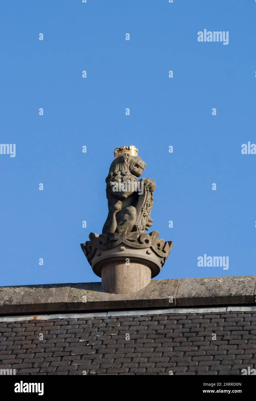 Sculpture de lion sur le toit du Grand Hall au château de Stirling, Stirlingshire, Écosse Banque D'Images