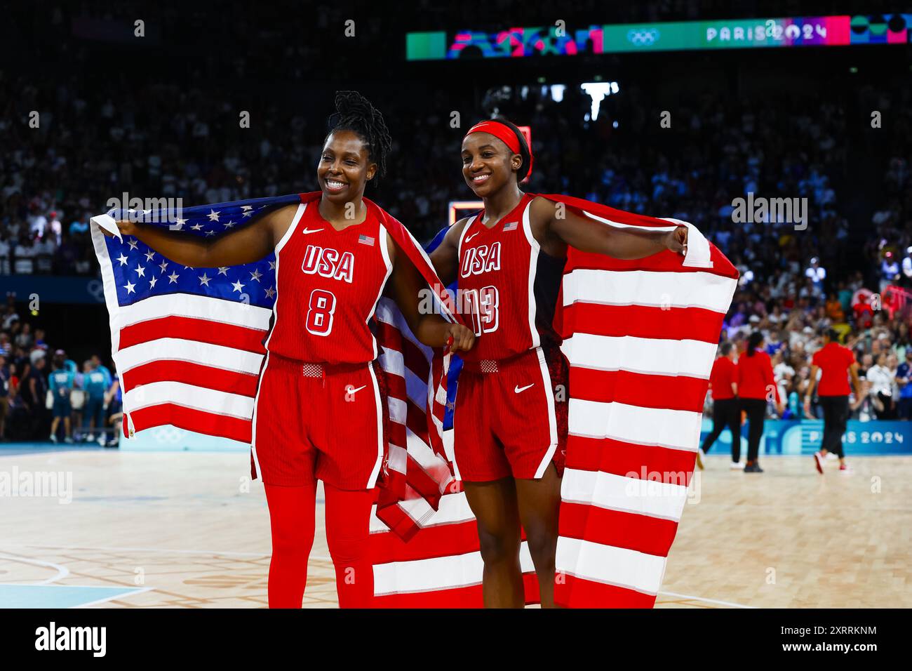 08 GRIS Chelsea des États-Unis d'Amérique 13 JEUNE Jackie des États-Unis d'Amérique basket-ball femmes&#39;s jeu de la médaille d'or lors des Jeux Olympiques de Paris 2024 le 11 août 2024 à Bercy à Paris, France Banque D'Images