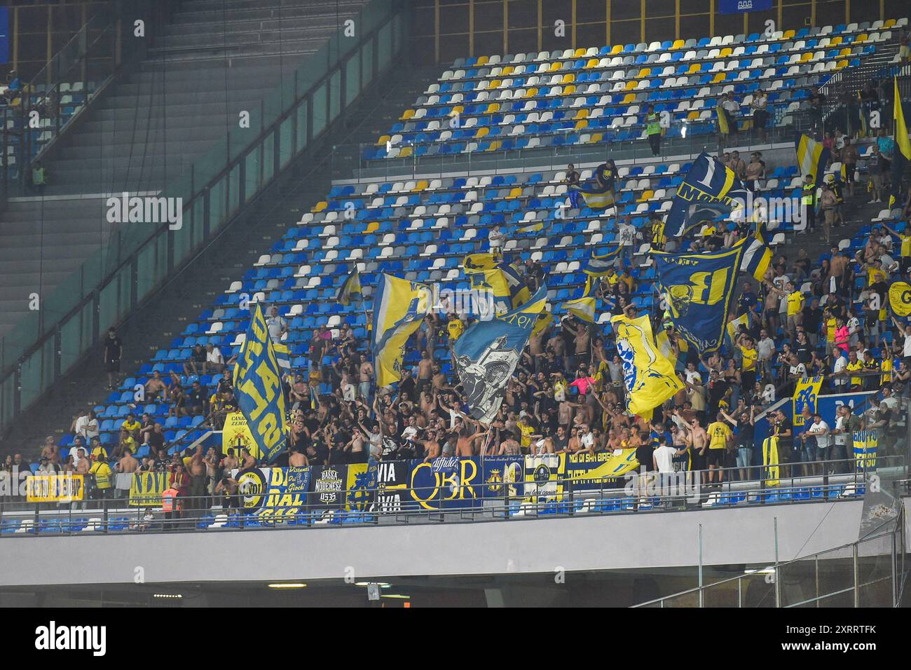 Naples, Italie. 10 août 2024. Les supporters du Modène FC lors du match de la Coppa Italia entre la SSC Napoli et le Modène FC au Stadio Diego Armando Maradona Naples Italie le 10 août 2024. Crédit:Franco Romano/Alamy Live News Banque D'Images