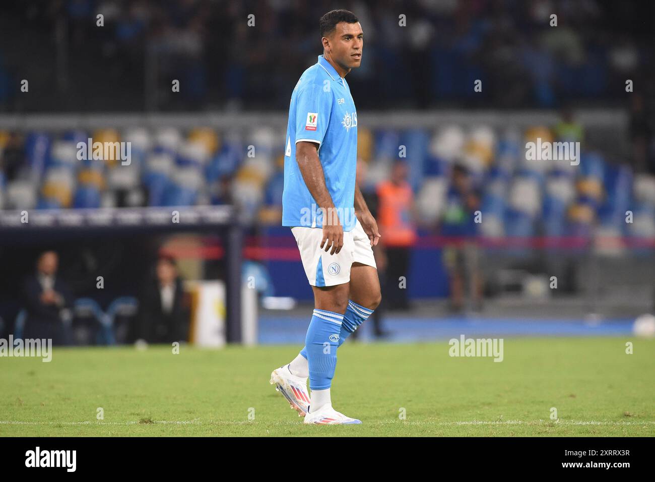 Naples, Italie. 10 août 2024. Walid Cheddira de la SSC Napoli lors du match de la Coppa Italia entre la SSC Napoli et le Modena FC au Stadio Diego Armando Maradona Naples Italie le 10 août 2024. Crédit:Franco Romano/Alamy Live News Banque D'Images