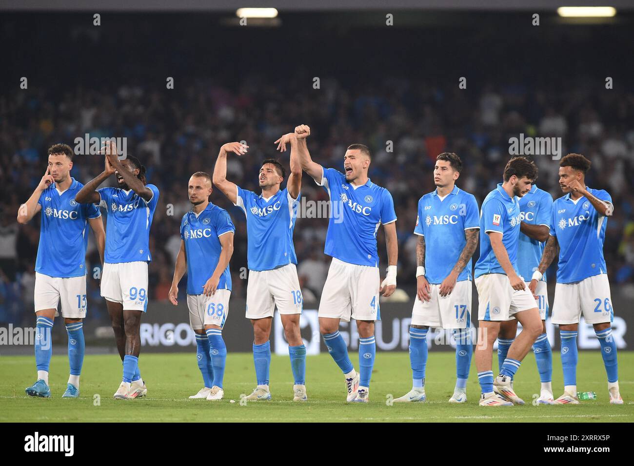 Naples, Italie. 10 août 2024. Joueurs de la SSC Napoli lors du match de la Coppa Italia entre la SSC Napoli et le Modena FC au Stadio Diego Armando Maradona Naples Italie le 10 août 2024. Crédit:Franco Romano/Alamy Live News Banque D'Images