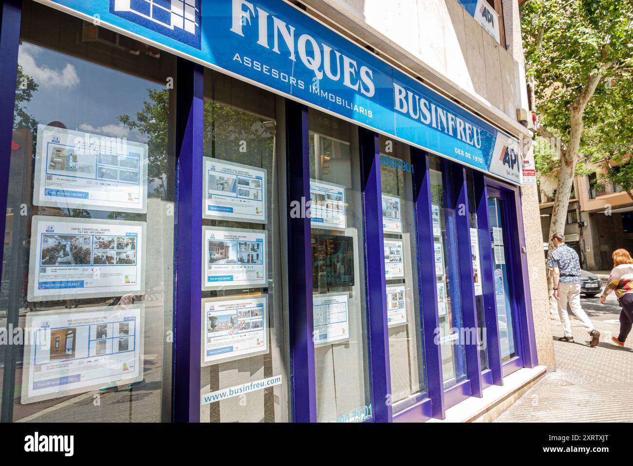 Barcelone Espagne,Catalogne Catalunya,Carrer de Numancia,Sants-Montjuic,Finques Businfreu,bureau de courtier immobilier,à vendre bail loyer affichage,Apartmen Banque D'Images