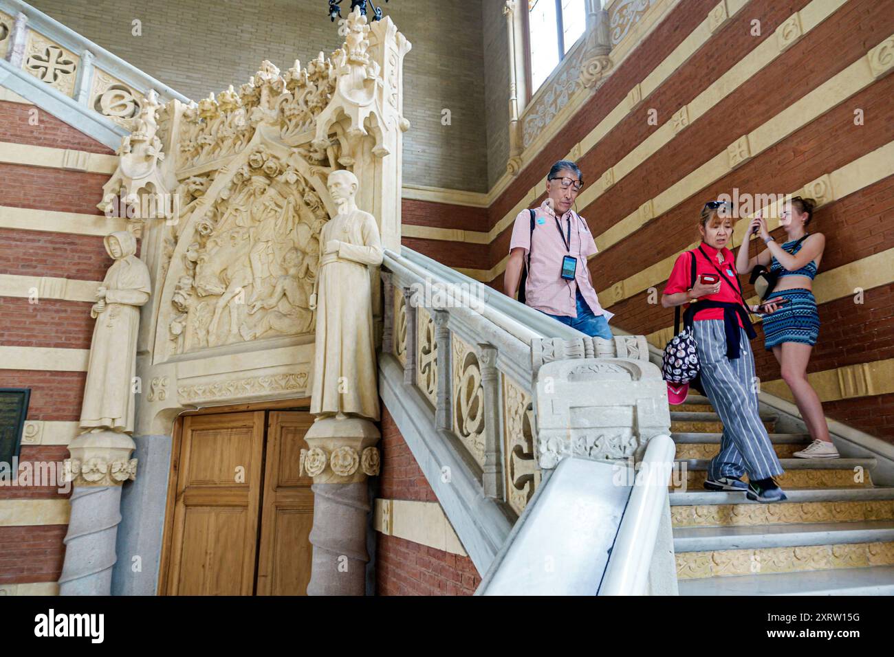 Barcelone Espagne, Catalogne Catalunya, El Guinardo, Recinte Modernista de Sant Pau, ancien complexe historique de pavillon de l'Hôpital de la Santa Creu, mode catalan Banque D'Images