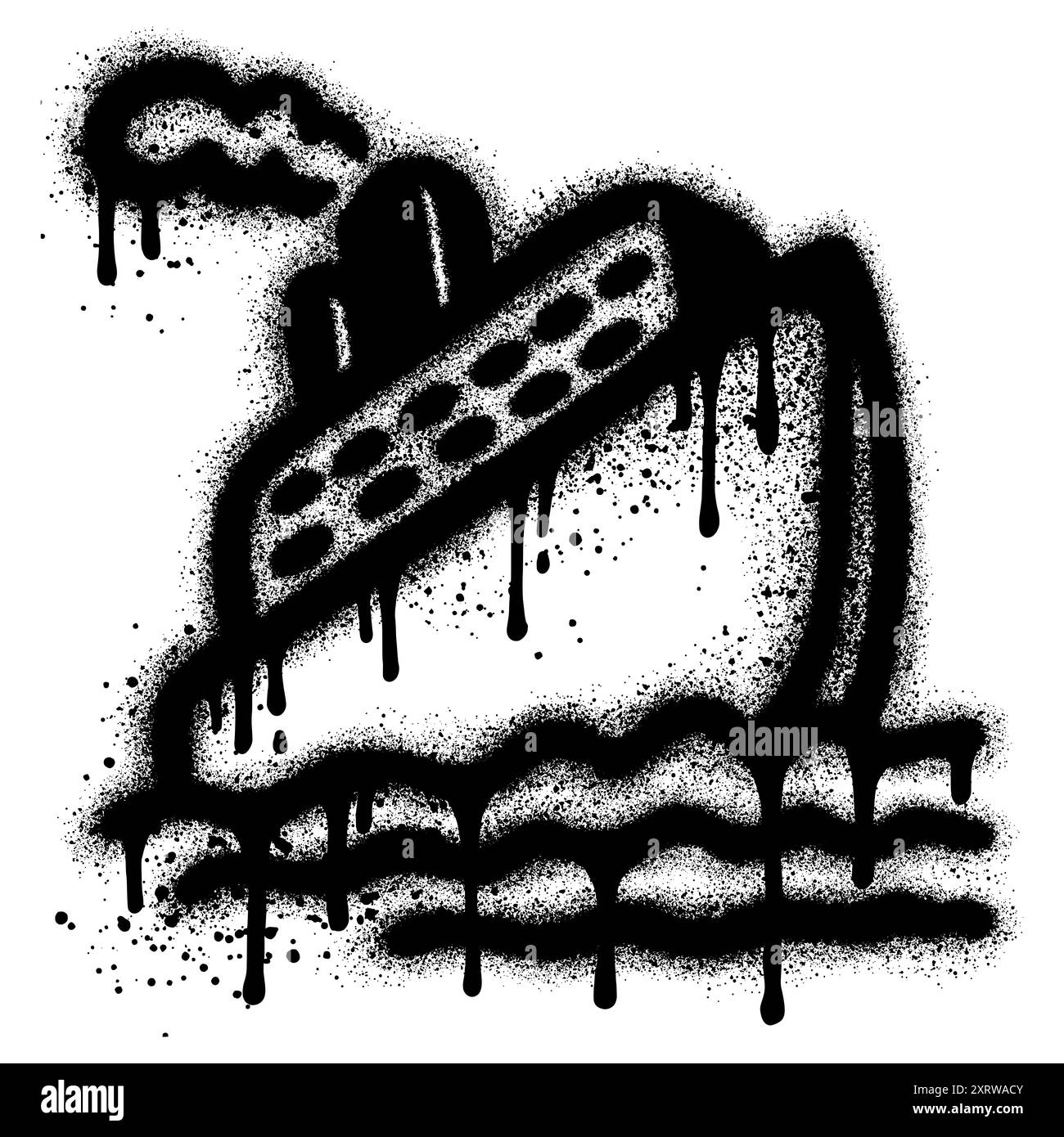 Bateau de croisière Graffiti peint au pistolet isolé avec un fond blanc. Illustration de Vecteur