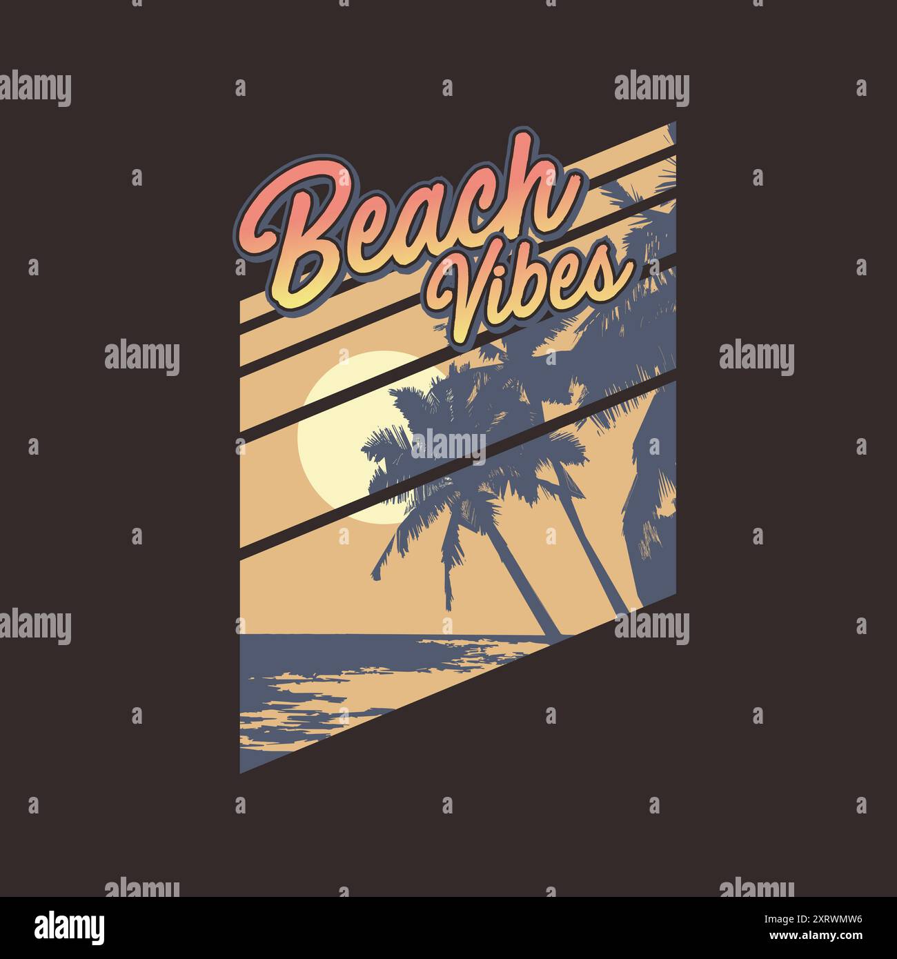 Beach Vibes été coucher de soleil palmier t-shirt motif t-shirt Illustration de Vecteur