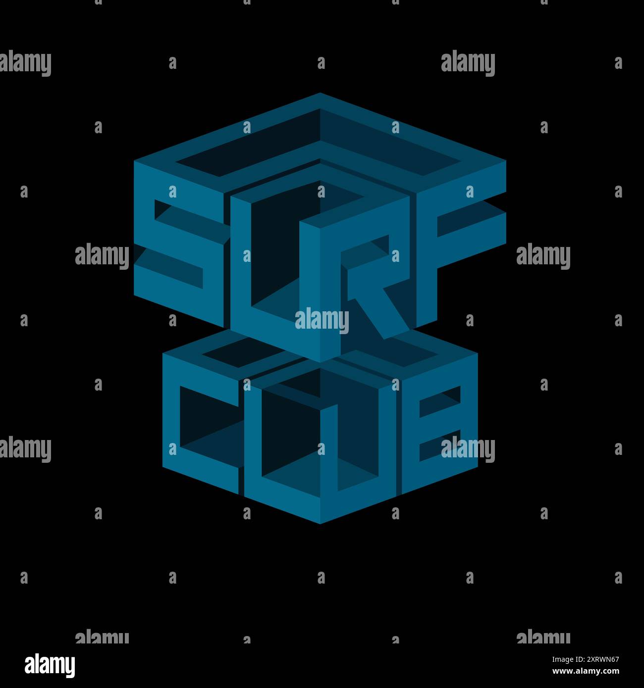Surf Club typographie isométrique conception graphique lettrée moderne Illustration de Vecteur