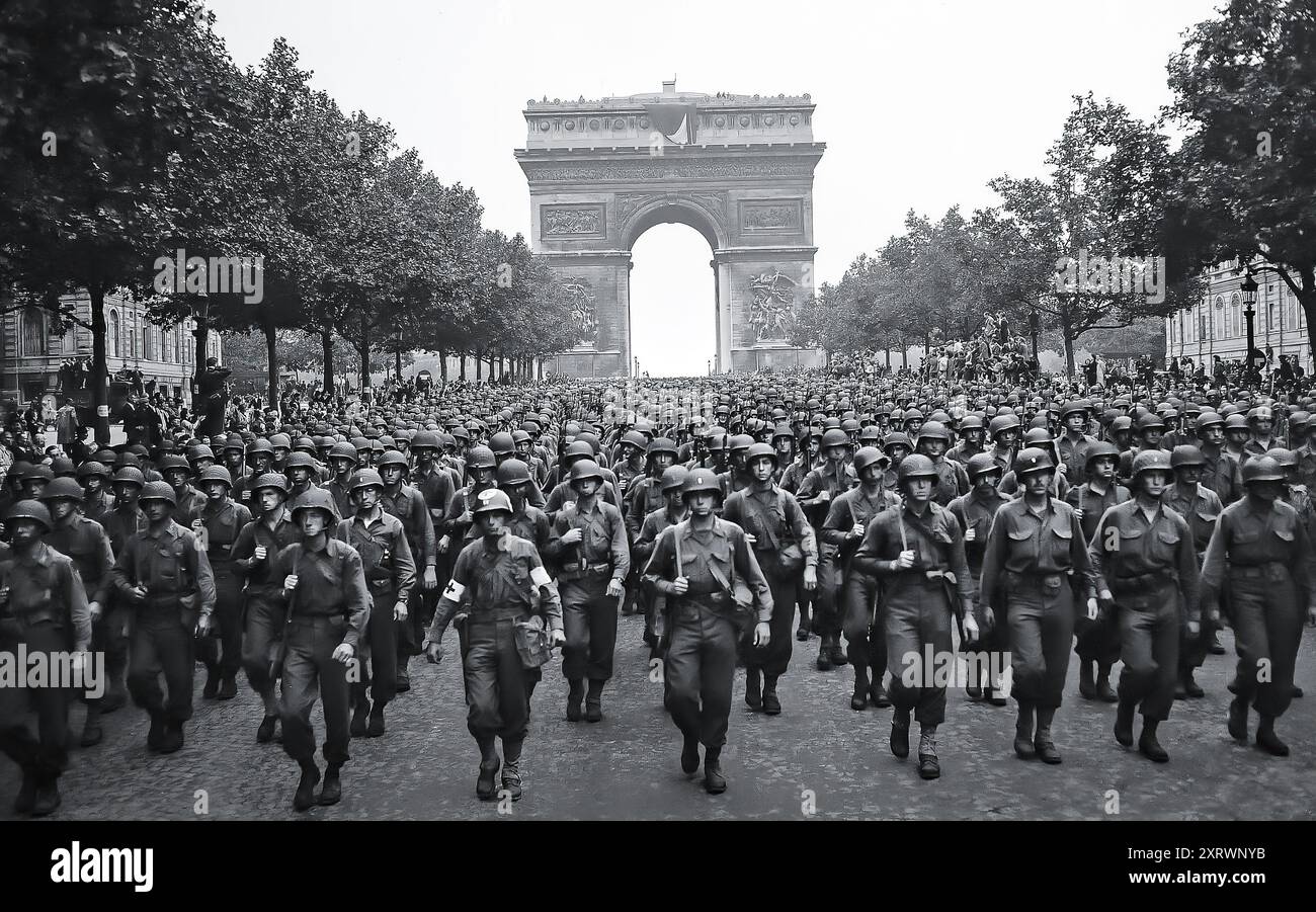 Troupes américaines à Paris 1944 Banque D'Images