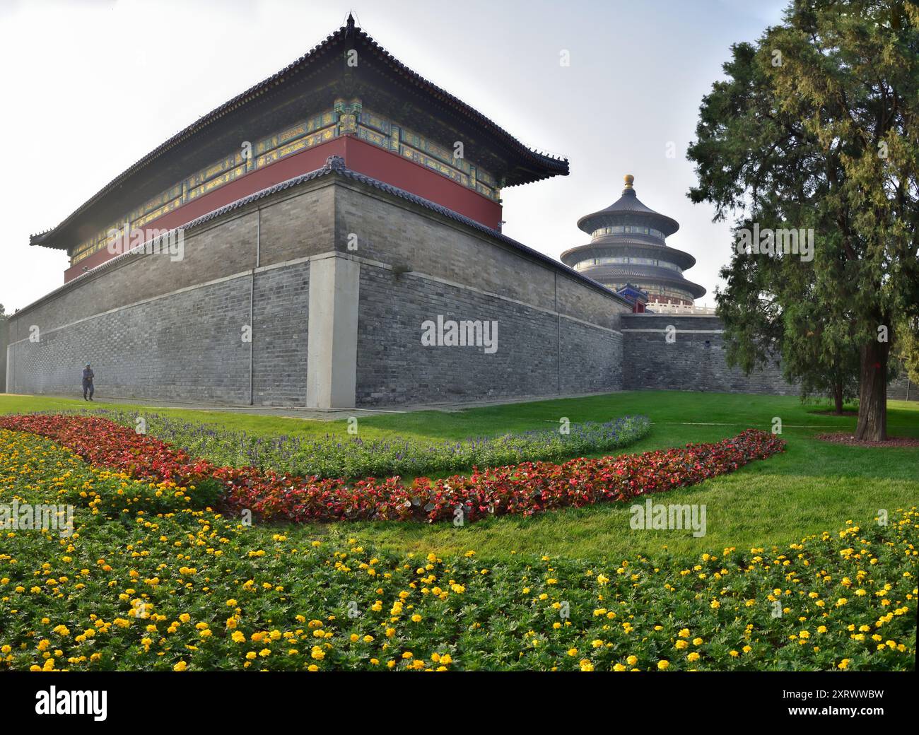 Point de repère touristique du Temple du ciel, où les empereurs des dynasties Ming et Qing priaient au ciel pour une bonne récolte, à Pékin, en Chine Banque D'Images