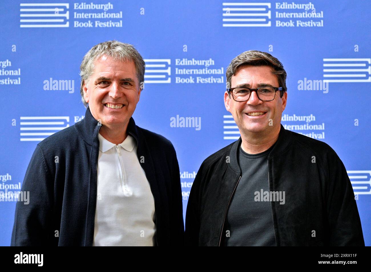 Édimbourg, Écosse, Royaume-Uni. 12 août 2024. Festival international du livre d'Édimbourg : Steve Rotheram & Andy Burnham, maire de la région de Liverpool City et maire du Grand Manchester lors de la conférence photo officielle. Crédit : Craig Brown/Alamy Live News Banque D'Images