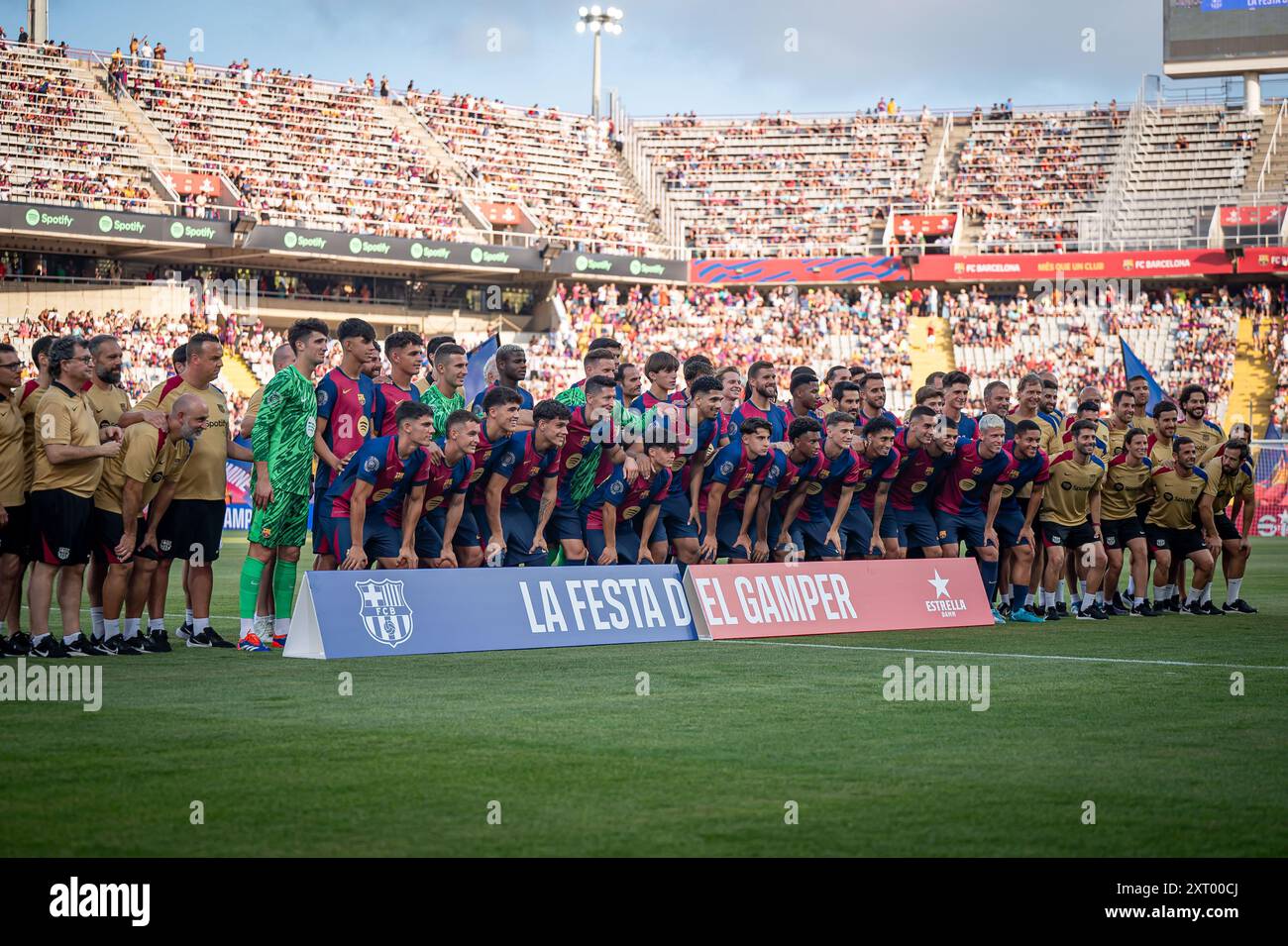 Les joueurs du FC Barcelone sont vus lors d'un Trophée Joan Gamper à l'Estadi Olimpic Lluis Companys à Barcelone, en Espagne, le 12 août 2024. Photo de Felipe Mondino Banque D'Images