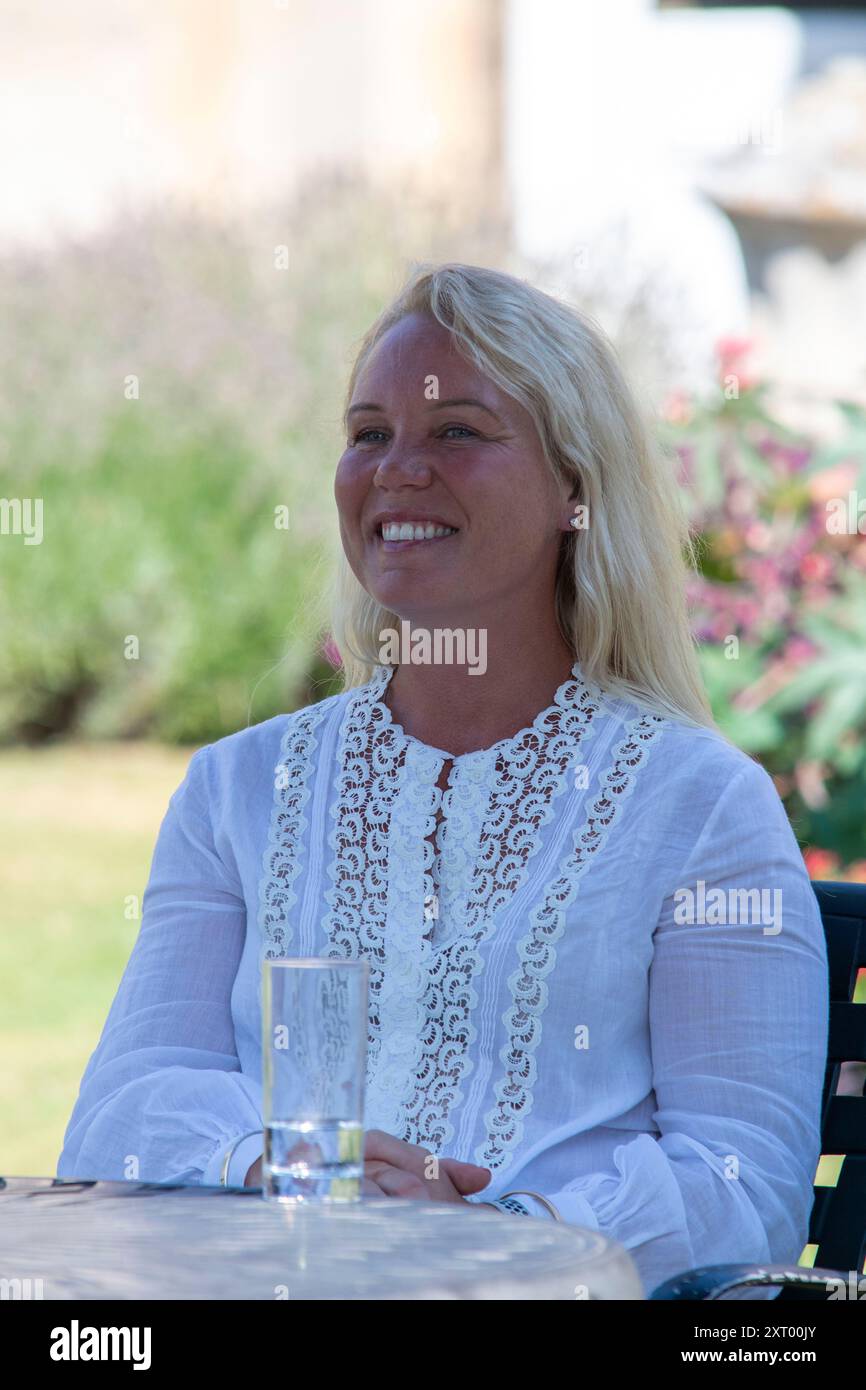 Stamford, Royaume-Uni. 12 août 2024. La cavalière locale Nicole Mills lors de la pré-manifestation Media Day en prévision des 2024 Defender Burghley Horse Trials qui se déroulent dans le domaine de Burghley House à Stamford, Lincolnshire, Angleterre, Royaume-Uni. Crédit : Jonathan Clarke/Alamy Live News Banque D'Images