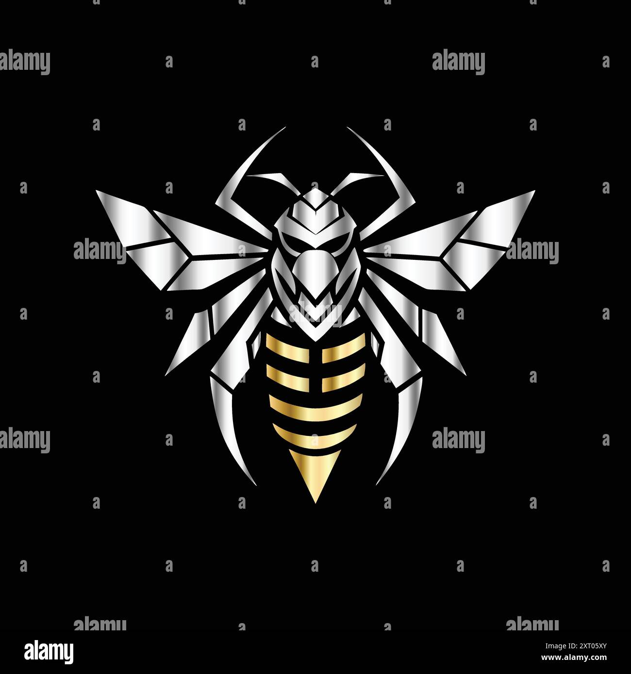 Tech Bee avec modèle de vecteur de conception de logo de bouclier. Logo abeille de luxe. Illustration de Vecteur