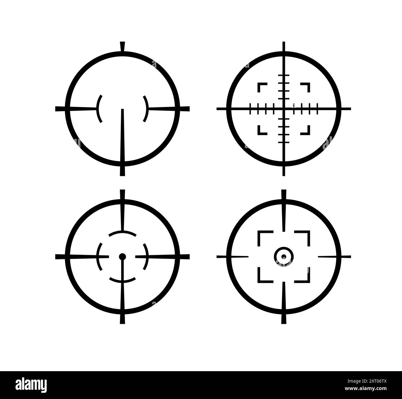 Icône de vecteur de visée de la cible. Cible militaire fusil de tir militaire réticule de l'armée symbole de foyer pointeur de cible Illustration de Vecteur