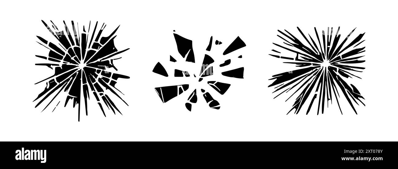 Fenêtre de texture brisée par fissure de verre. Verre glacé effet fissuré miroir de balle transparent illustration isolée. Illustration de Vecteur