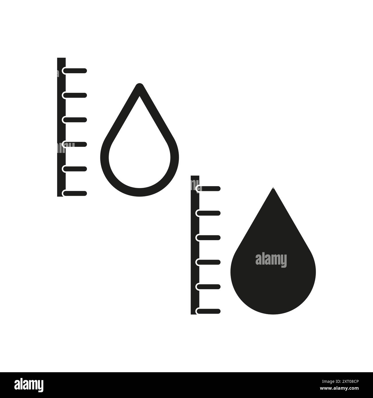 Icône de goutte d'eau. Détail de l'échelle de mesure. Concept de niveau de liquide. Vecteur minimaliste. Illustration de Vecteur