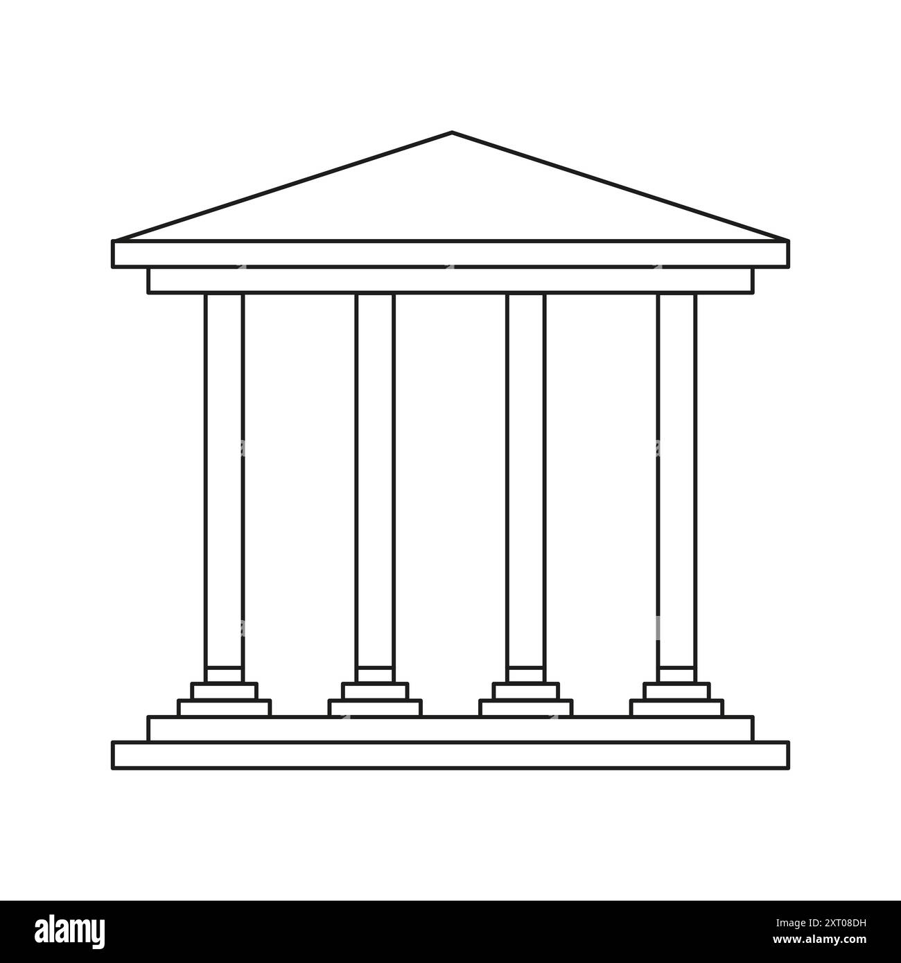 Icône de bâtiment classique. Contour grec du temple. Structure à quatre piliers. Illustration vectorielle. Illustration de Vecteur