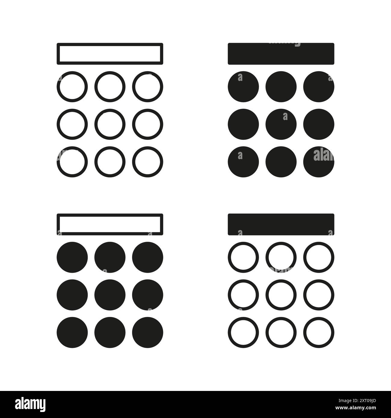 Icônes de calendrier définies. Quatre styles différents. Design simple en noir et blanc. Illustration vectorielle minimaliste. Illustration de Vecteur