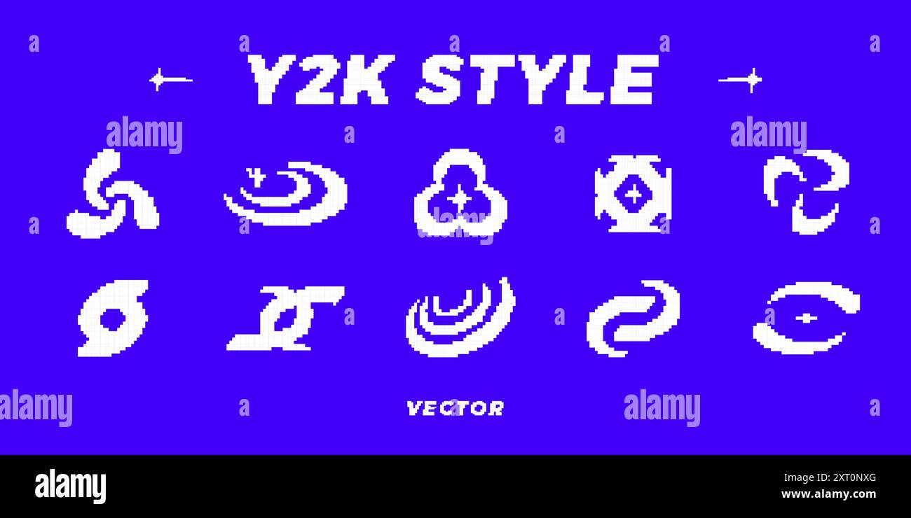 Actif de style de pixel Y2K. formes abstraites vectorielles 8 bits Illustration de Vecteur