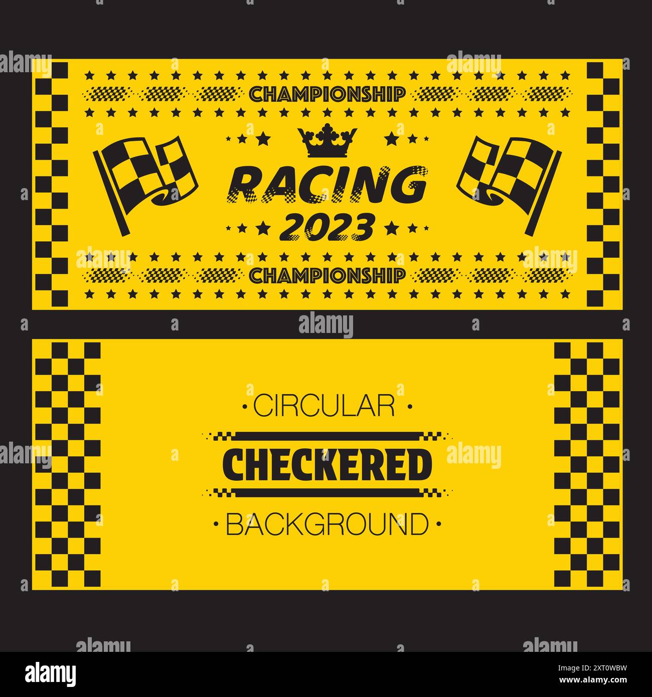 Billets de course à carreaux noirs et jaunes Illustration de Vecteur