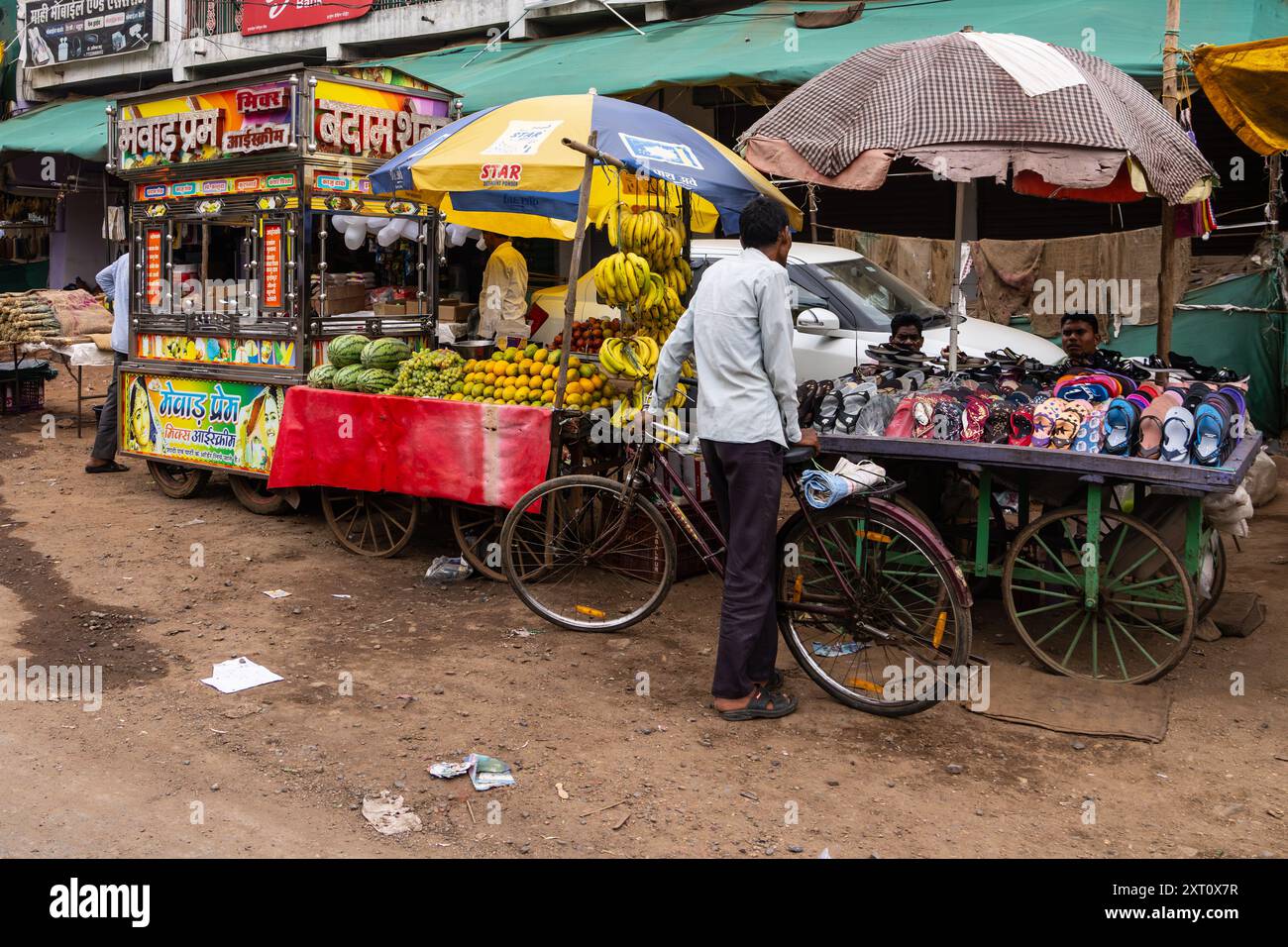 Marché rural indien photographié au Madhya Pradesh, Inde en mai Banque D'Images