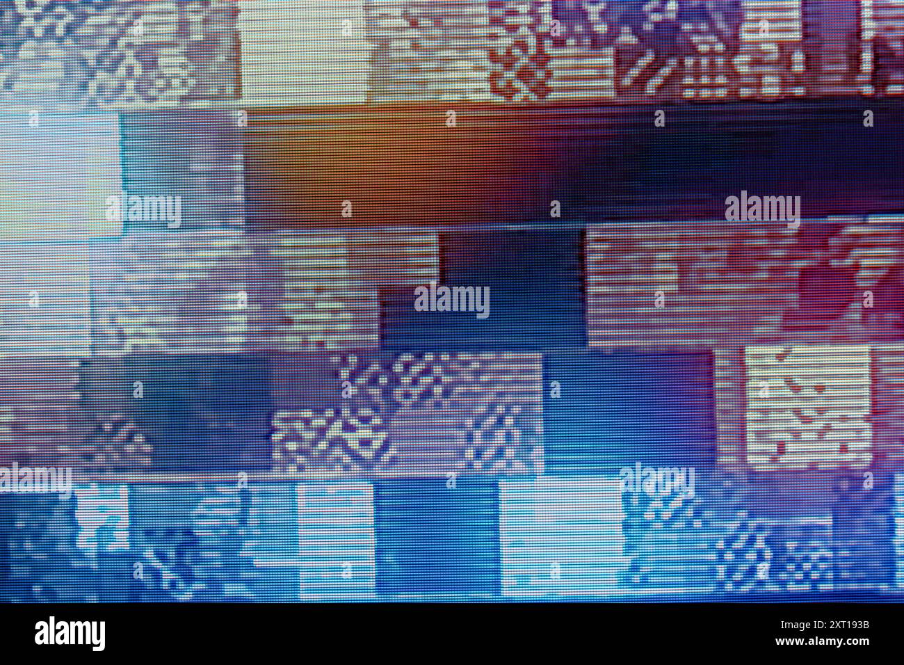 Problèmes d'écran - interférences de télévision numérique et analogique ou de moniteur Banque D'Images