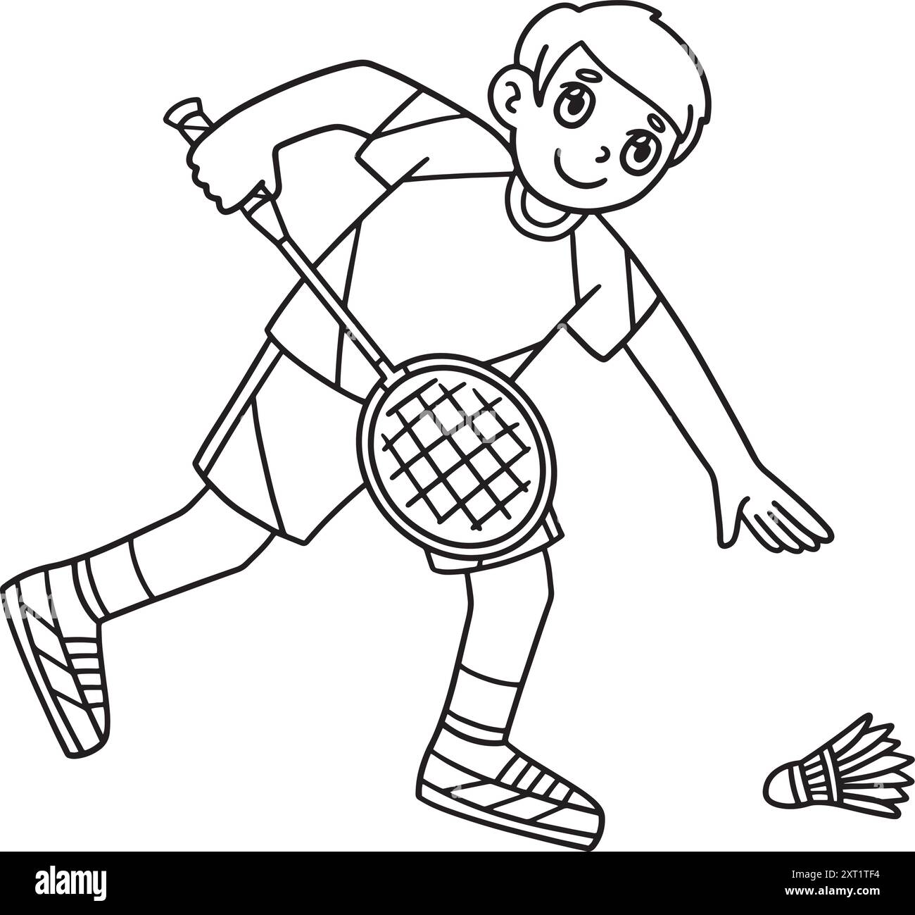 Joueur de badminton récupérant Shuttlecock isolé Illustration de Vecteur