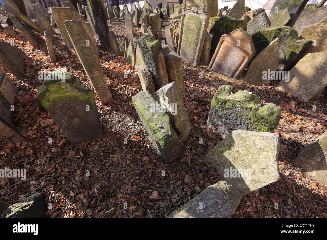 Der Alte Jüdische Friedhof Stadtteil Josefov, einer der historisch bedeutendsten jüdischen Friedhöfe in Europa. Er enthält über 12,000 Grabsteine und Banque D'Images