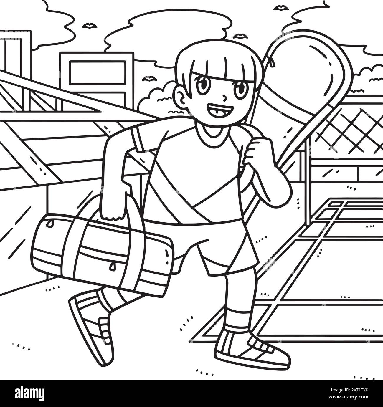 Coloris de la raquette et du sac de sport pour joueur de badminton Illustration de Vecteur