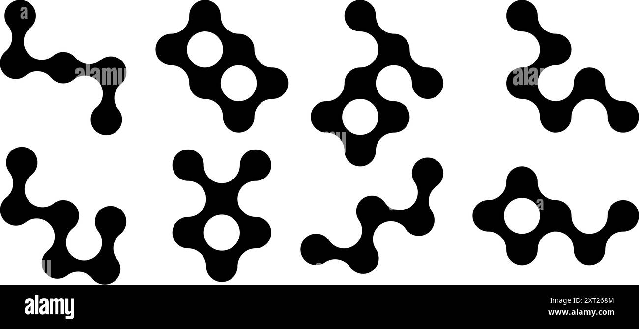 Ensemble de points noirs connectés. Metaballs de transition. Symbole d'intégration. Répétition de cercles. Illustration vectorielle Illustration de Vecteur