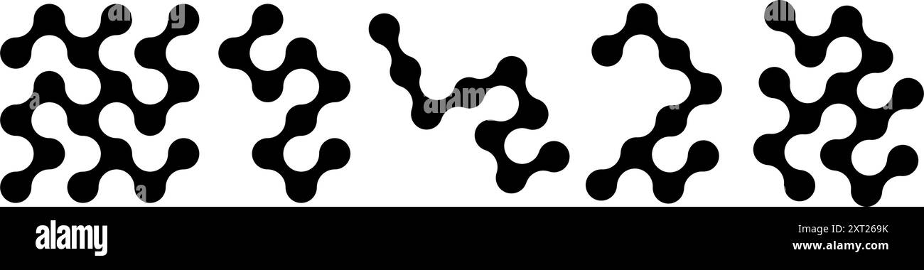 Ensemble de points noirs connectés. Metaballs de transition. Symbole d'intégration. Répétition de cercles. Illustration vectorielle Illustration de Vecteur