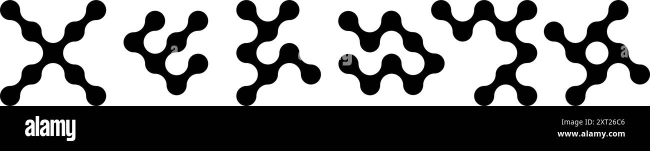 Ensemble de points noirs connectés. Metaballs de transition. Symbole d'intégration. Répétition de cercles. Illustration vectorielle Illustration de Vecteur