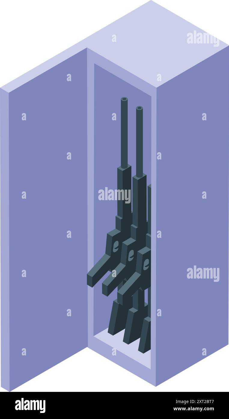 Fusils de stockage sécurisé pour armes à feu ouvertes, offrant un stockage sécurisé pour les armes à feu et promouvant la propriété responsable des armes à feu Illustration de Vecteur