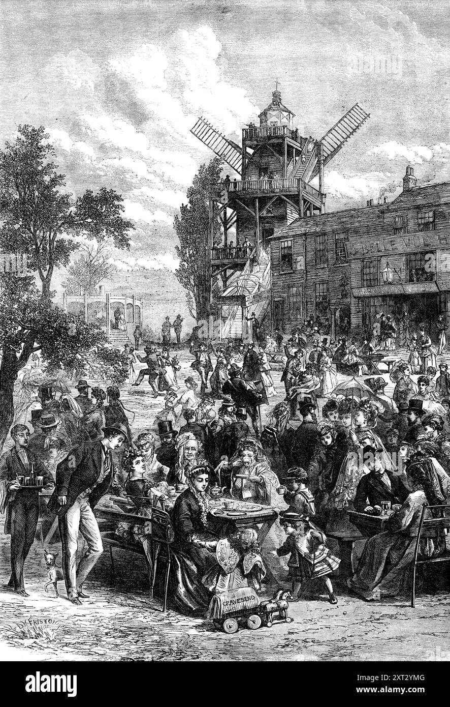 Un samedi demi-congé, 1871. 'Il y a beaucoup d'endroits à visiter, et beaucoup de sports ou d'exercices actifs à pratiquer, dans le quartier de cette grande ville [ie Londres], qui peut être trouvé satisfaisant pour les fins de plaisir de vacances...... quelques endroits bien connus au bord de la rivière de entertainment...invite le cockney privilégié à de charmants salons en plein air, avec des objets plus beaux et intéressants en vue que se trouvent si près du habitant dans n'importe quelle ville de province. Allez de quelle façon vous vous plait dans les environs de Londres... vous arriverez à quelque chose qui vaut la peine d'être regardé, avant que vous n'ayez assis un demi-tour Banque D'Images