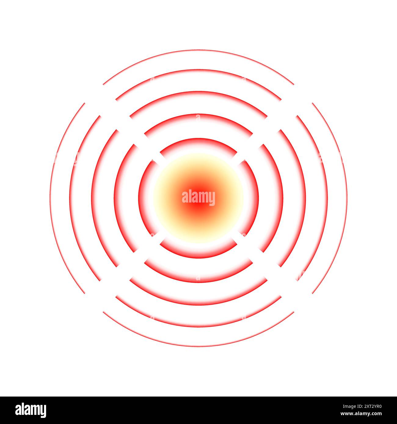Repère circulaire rouge de localisation de la douleur. Symbole abstrait de lieu de chasse. Marqueur de point douloureux ou de partie du corps blessée. Publicité anti-douleur et affiches d'information médicale élément de conception eps isolé Illustration de Vecteur