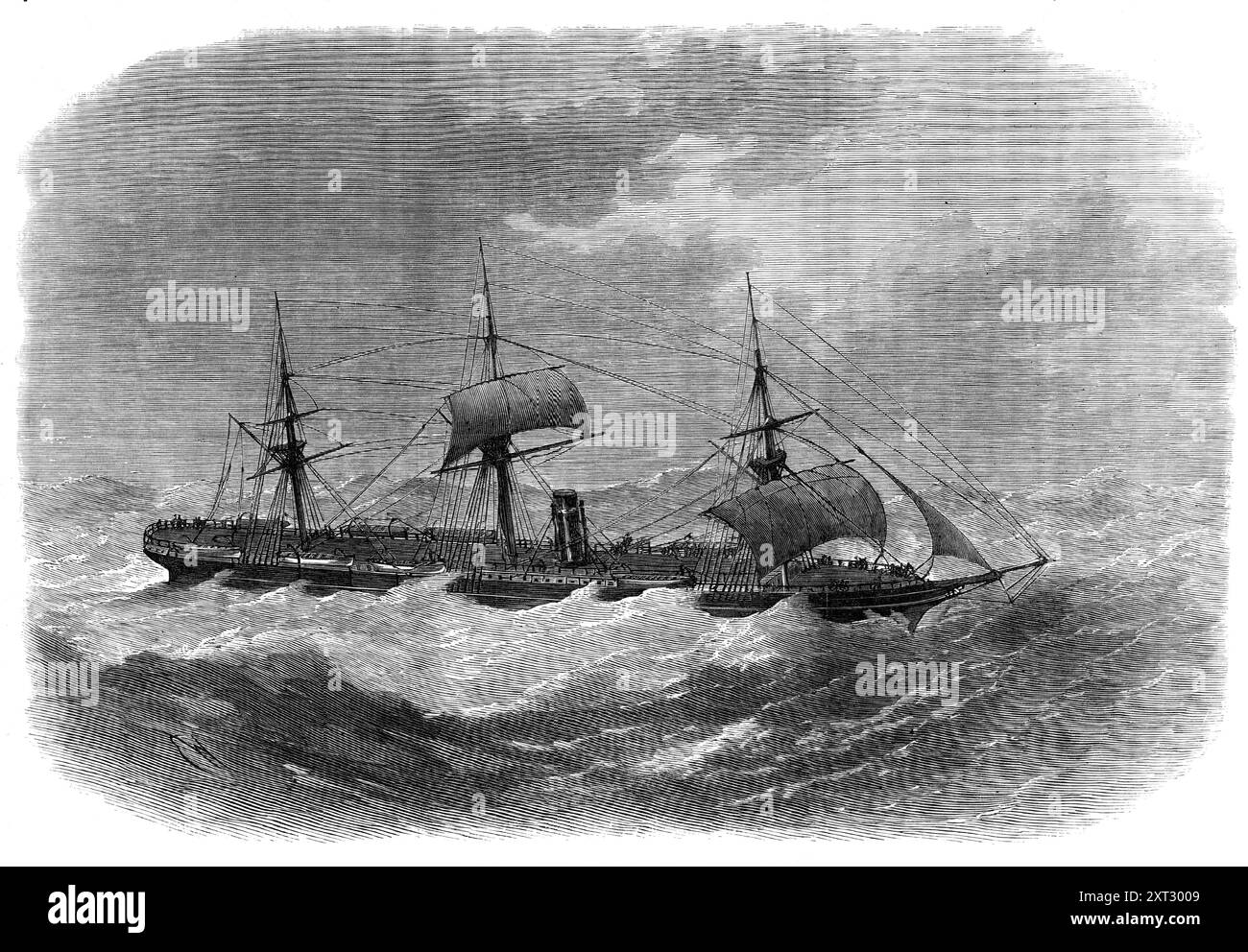 Le vapeur à vis manquant City of Boston, 1870. Le navire disparut après avoir quitté Halifax, en Nouvelle-Écosse, à destination de Liverpool. La ville de Boston, comme le reste de la flotte Inman, est gréée, une grande étendue de toile lui étant assignée, pour agir en aide à son hélice en assurant la stabilité et la vitesse dans la navigation. Les nervures, les poutres et le placage de ce beau navire sont tous extrêmement solides... chaque département lié à la gestion et au fonctionnement du navire, qui est sous le commandement du capitaine Halcrow, est de la meilleure description. Elle a été approvisionnée pendant cinquante-huit jours, et Thi Banque D'Images