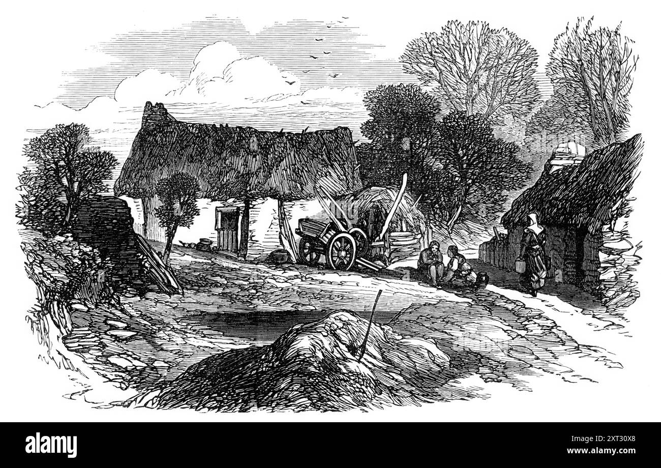 Croquis d'Irlande : cabane à Clonfad sur le domaine de Lord Castlemaine, à Kilkenny West, 1870. L'endroit où le révérend Mr. Crofton a été tiré est juste au-delà du petit village de Clonfad, à environ quelques centaines de mètres de la misérable cabane montrée dans la gravure... [la personne responsable est censée être] un locataire sur le petit domaine de Mr. Crofton, qui est communément parlé avec le préfixe de «capitaine»... et est considéré comme le chef des Ribbonmen de Westmeath... Mr. Crofton s'était rendu à Clonfad... pour récupérer ses loyers, et... avait renouvelé une intimation précédemment donnée Banque D'Images