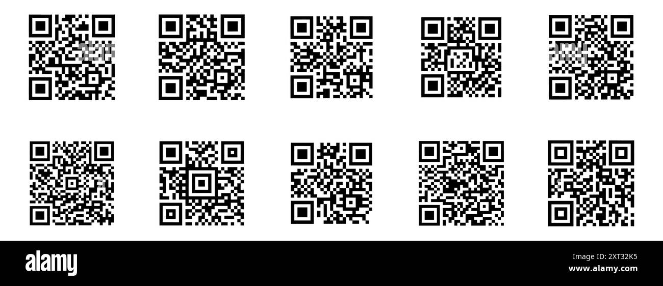 Faux code QR et illustration vectorielle de jeu de codes à barres Illustration de Vecteur