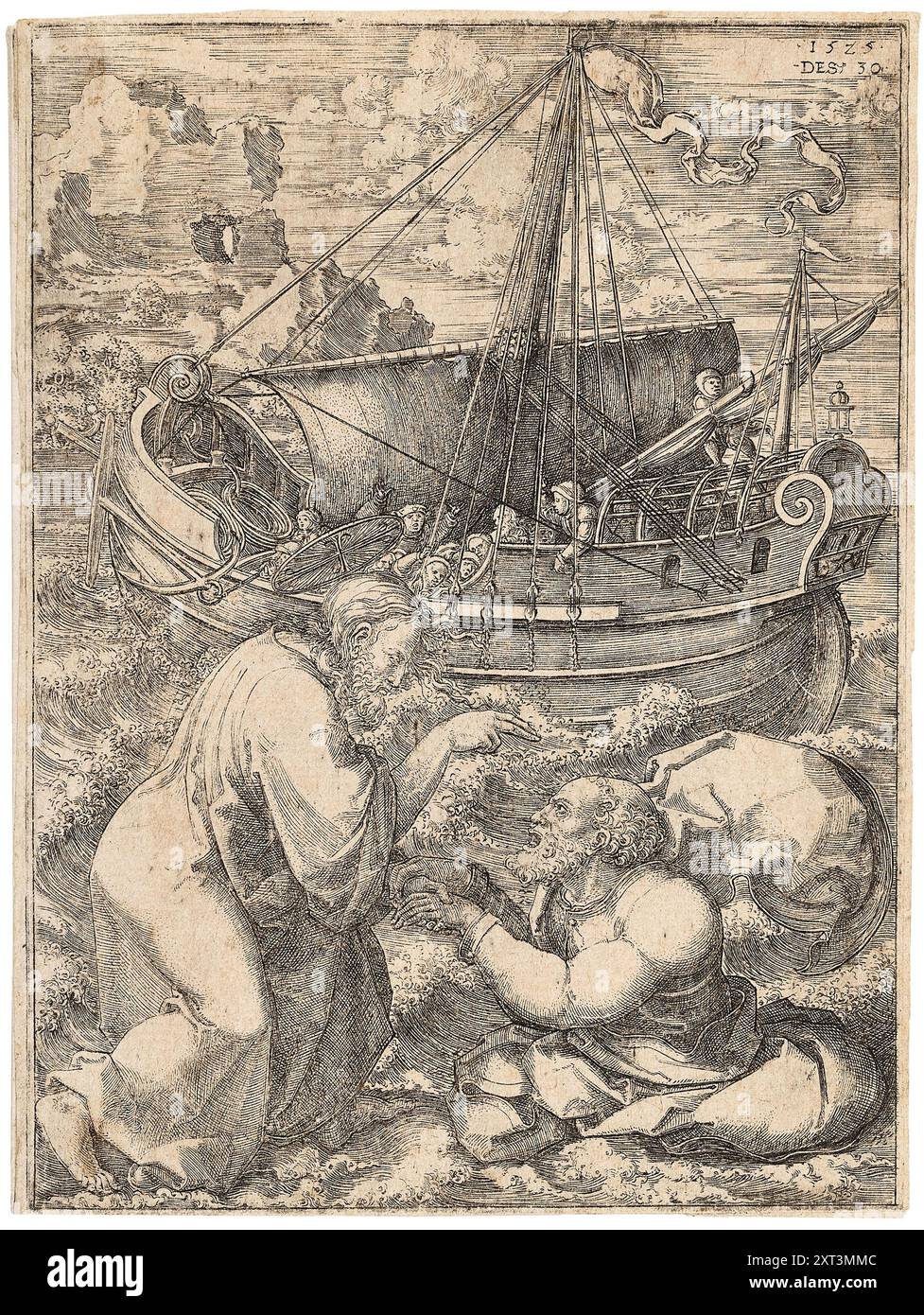 Jésus marche sur l'eau, 1525. Trouvé dans la Collection de la Collection privée. Banque D'Images