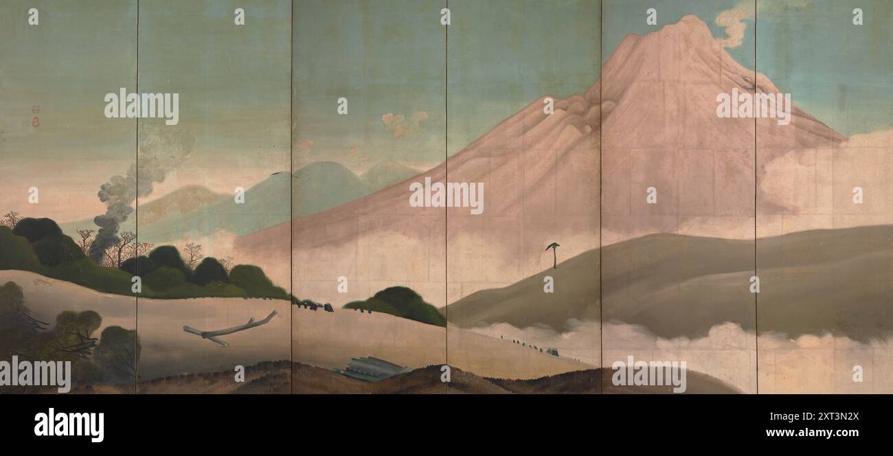 Mont Asama, XIXe siècle. Trouvé dans la collection du Musée National de Tokyo. Banque D'Images