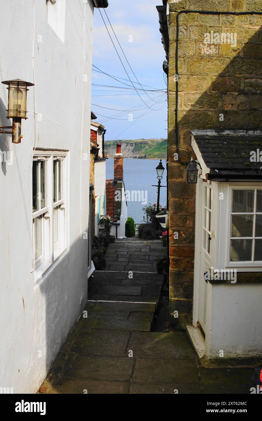Les rues du village de Runswick Bay dans le Yorkshire du Nord, Angleterre, Royaume-Uni Banque D'Images