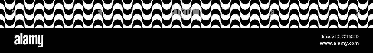 Bordure avec motif de trottoir Copacabana. Impression de la célèbre promenade de la plage de Rio de Janeiro. Symbole brésilien. Texture ondulée noire et blanche répétée dans le style de chaussée portugais. Illustration vectorielle. Illustration de Vecteur