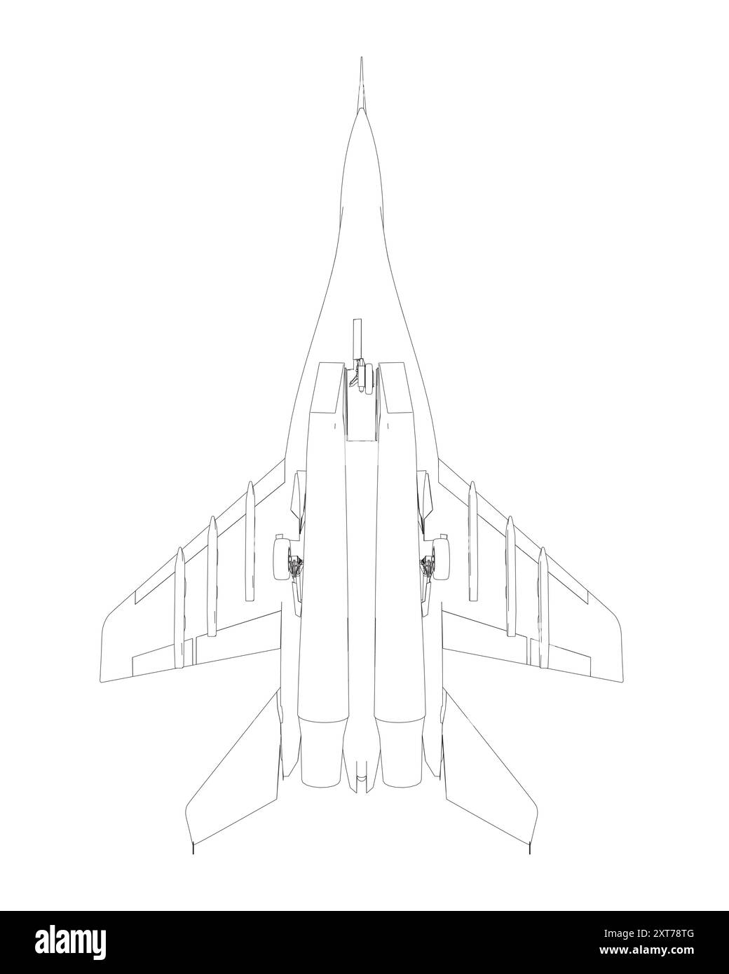 Contour d'un avion de chasse militaire. Illustration d'art vectoriel de l'avion de contour. Avion de guerre moderne. Vitesse supersonique.. Illustration de Vecteur