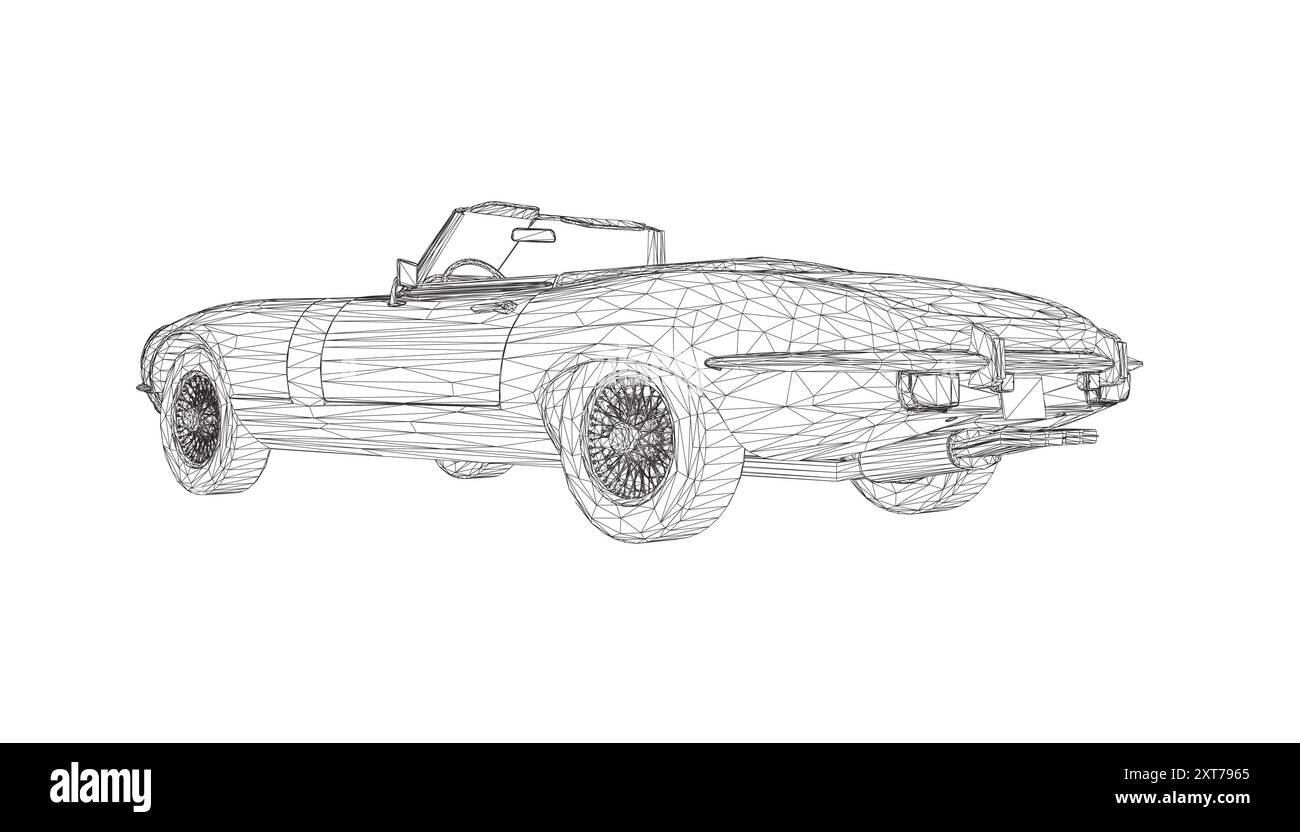 Voiture cabriolet de luxe. Coloriage pour adultes dessin. Dessin au trait voiture cabriolet avec contours. Véhicule d'illustration vectorielle. Image filaire noire Illustration de Vecteur