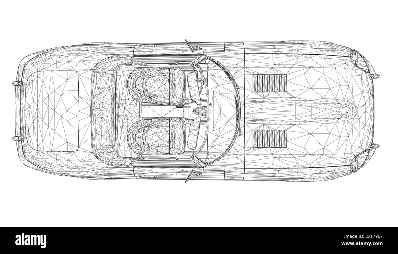 Voiture cabriolet de luxe. Coloriage pour adultes dessin. Dessin au trait voiture cabriolet avec contours. Véhicule d'illustration vectorielle. Image filaire noire Illustration de Vecteur