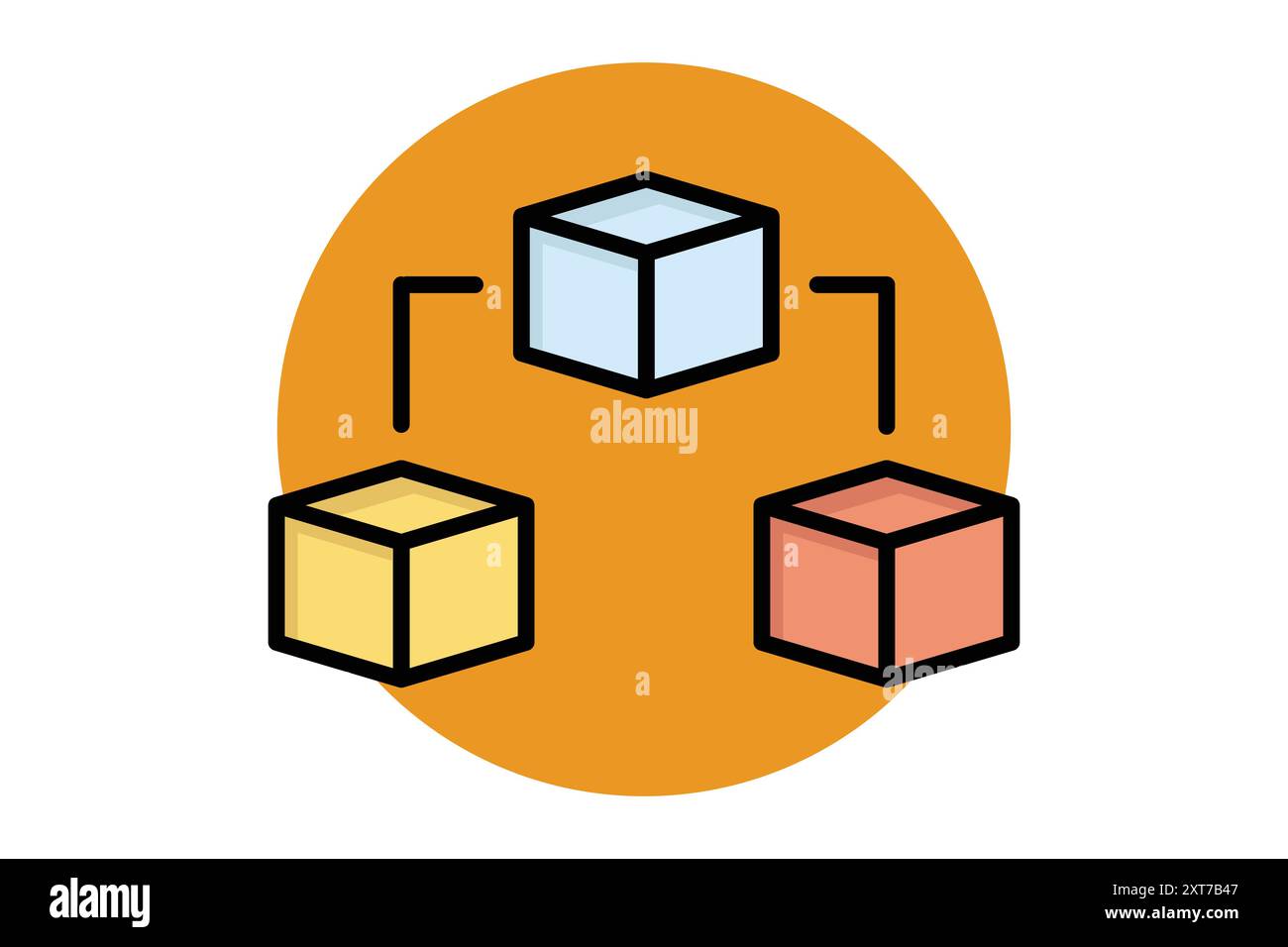 Icône de contour coloré de blockchain. icône liée au numérique. illustration vectorielle des éléments d'analyse de données Illustration de Vecteur