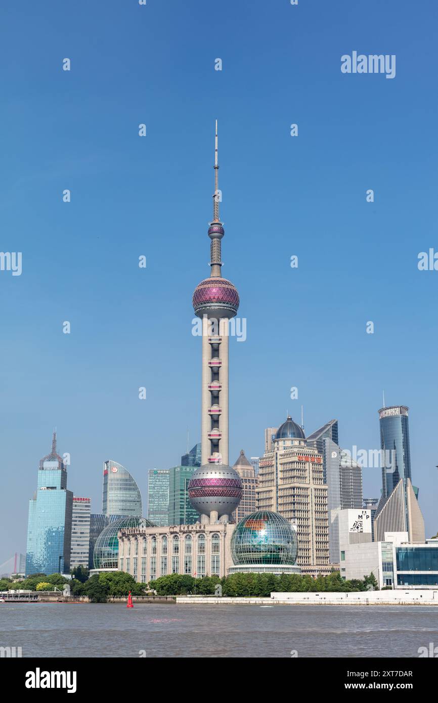 Vue des gratte-ciel de Shanghai depuis Bund. Pudong, Shanghai, Chine. Banque D'Images