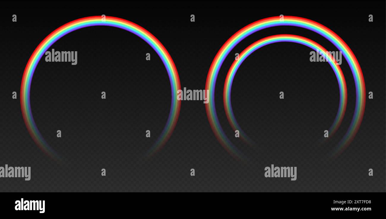 Cadre arc-en-ciel, bordure multicolore circulaire abstraite isolée sur noir. Illustration de Vecteur