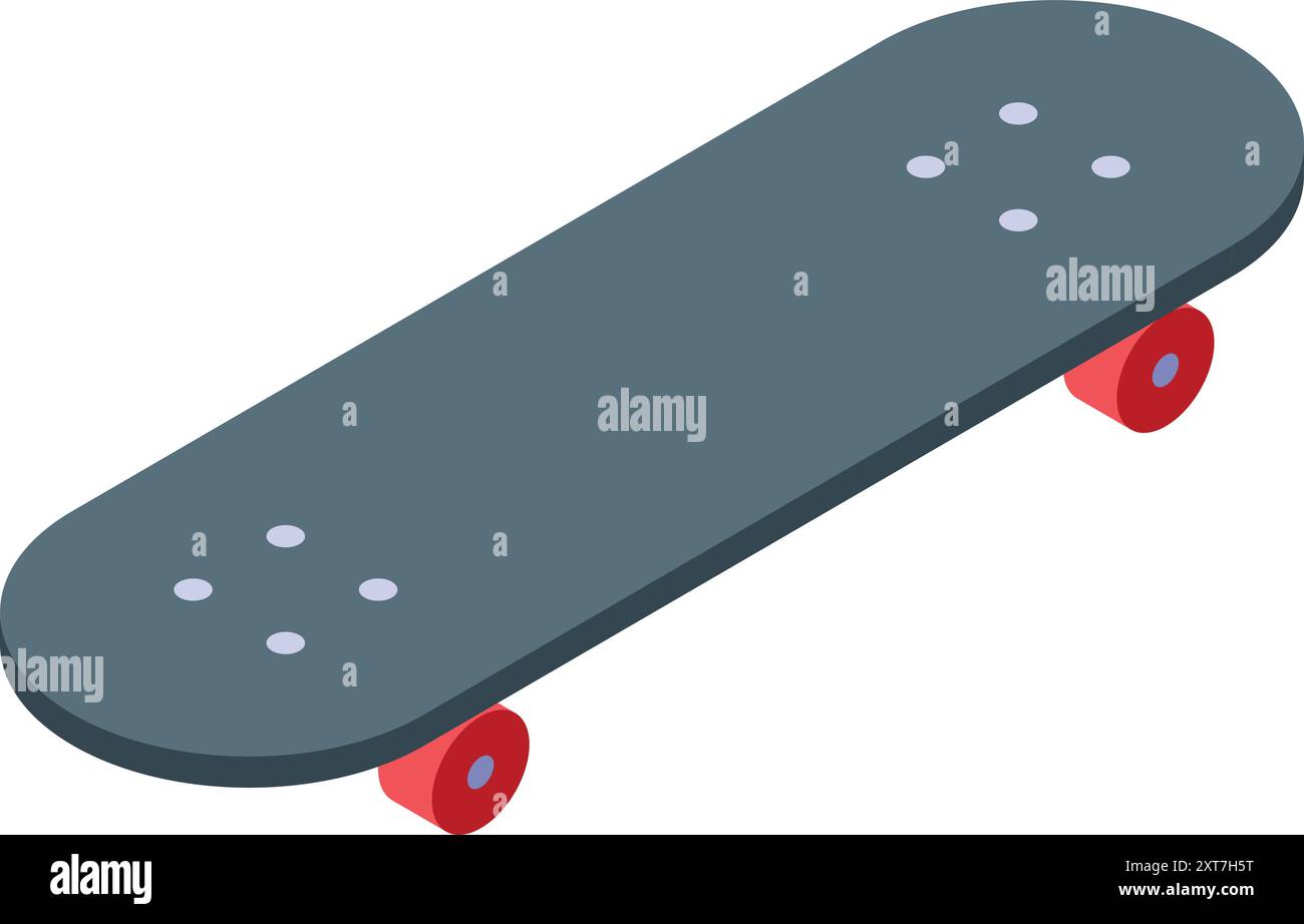 Skateboard gris avec roues rouges est prêt pour l'action Illustration de Vecteur